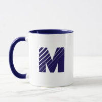 Monogram Bold Modern Navy Blue White Mug