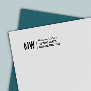 Monogram Bold Separator Script Name Return Address Self-inking Stamp