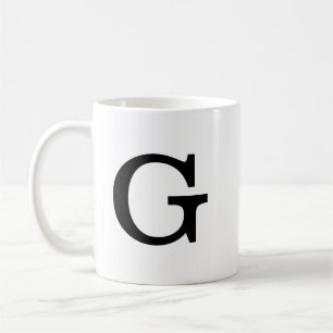 Monogram Bold Simple Plain Black & White Coffee Mug