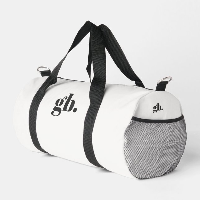 Monogram Bold Vintage Elegant White Duffle Bag (Right Corner)