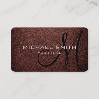 Monogram Bole Leather Look Business Card