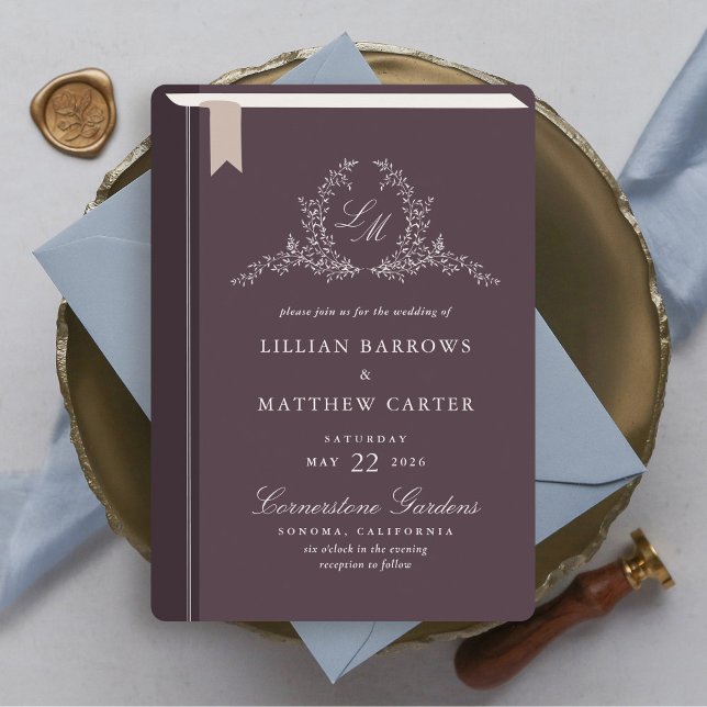 Monogram Book Cover Wedding Invitation (Monogram Book Cover Wedding Invitation)