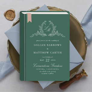 Monogram Book Cover Wedding Invitation