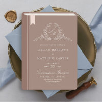 Monogram Book Cover Wedding Invitation
