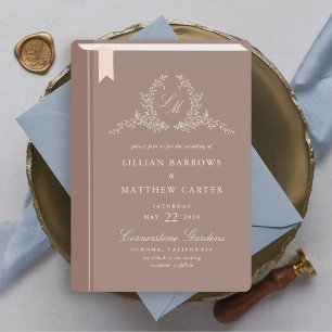 Monogram Book Cover Wedding Invitation