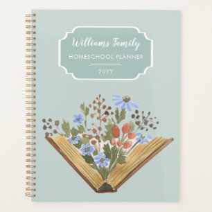 Monogram Book Flowers Family Homeschool Planner