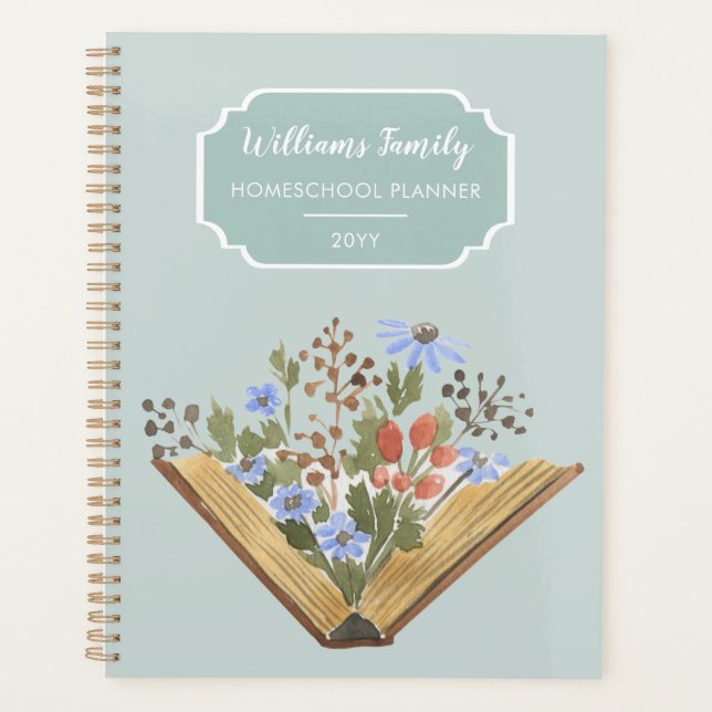 Monogram Book Flowers Family Homeschool Planner (Front)