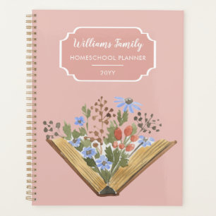 Monogram Book Flowers Family Homeschool Planner