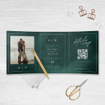 Monogram & Border Elegant Emerald Green Wedding Tri-Fold Invitation<br><div class="desc">Monogram & Border Elegant Emerald Green Wedding Tri-Fold Invitation</div>