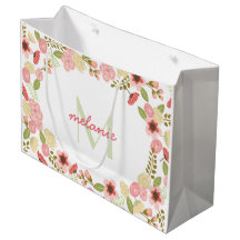 Monogram Botanical Floral Large Gift Bag
