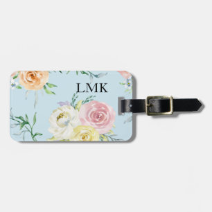 Monogram Botanical Pattern Luggage Tag