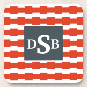 Monogram Boxstripe Pattern Coaster