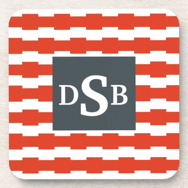 Monogram Boxstripe Pattern Coaster (Front)