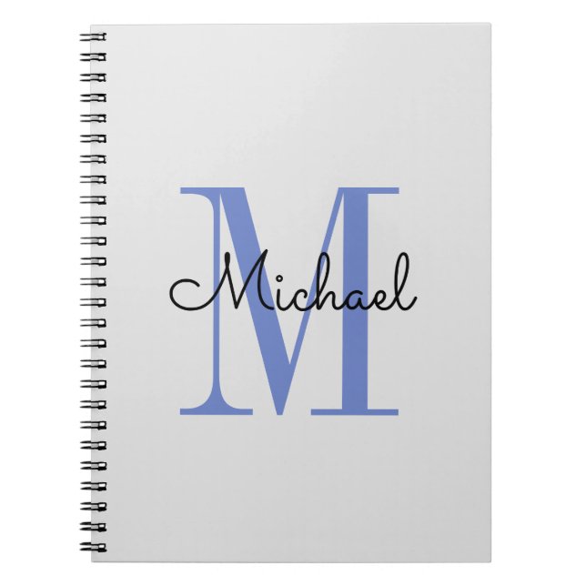 Monogram Boy Name Initial Blue Black Notebook (Front)