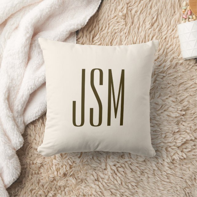 Monogram, Brand or Business Name | Off-white Brown Cushion (Blanket)