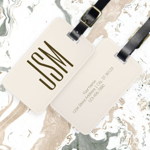Monogram, Brand or Business Name   Off-white Brown Luggage Tag