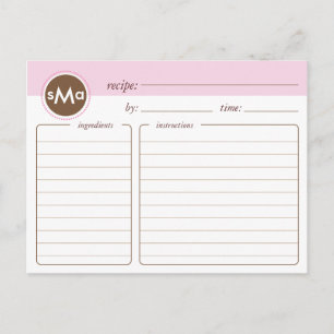 Monogram Bridal Shower Recipe Card