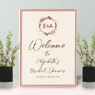 Monogram Bridal Shower Welcome Sign Board