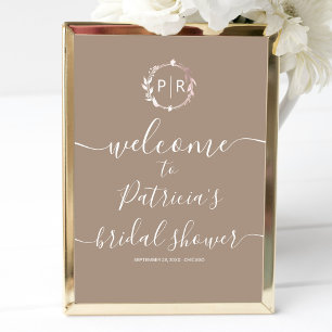 Monogram Bridal Shower Welcome Sign Foam Board