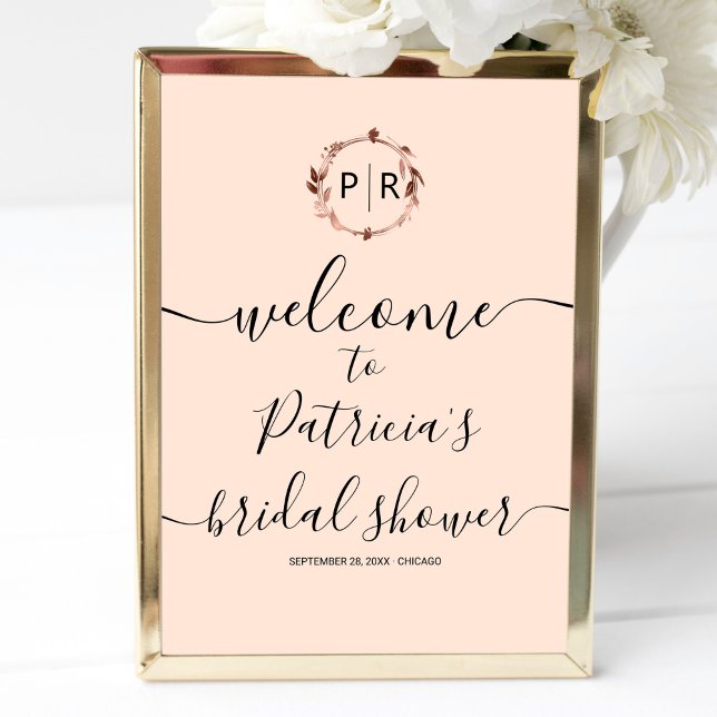 Monogram Bridal Shower Welcome Sign Foam Board (Creator Uploaded)