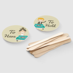 Monogram. Bride and Groom. To Have and To Hold. Hand Fan