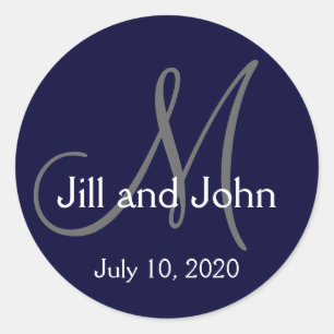 Monogram Bride Groom Date Wedding Favour Sticker