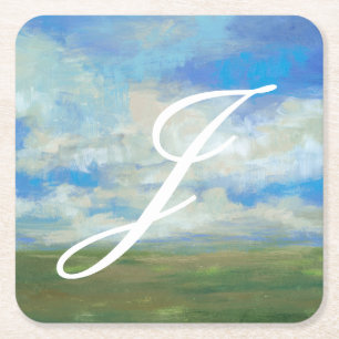 Monogram   Bright Day I Square Paper Coaster