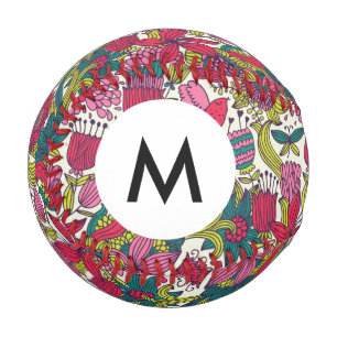 Monogram Bright floral pattern Baseball