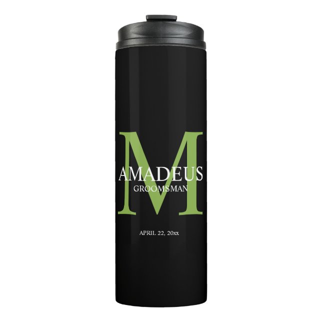 Monogram Bright Green Named thermal tumbler (Front)