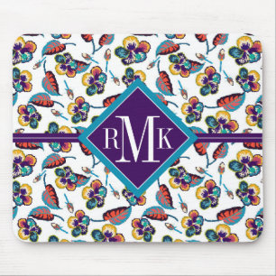 Monogram   Bright Hibiscus Pattern Mouse Mat