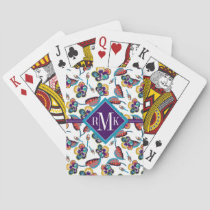 Monogram Bright Hibiscus Pattern Playing Cards