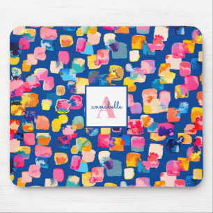 Monogram Bright Painted Abstract Personalised iPad Mouse Mat