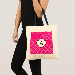 Monogram Bright Pink Tote Bag