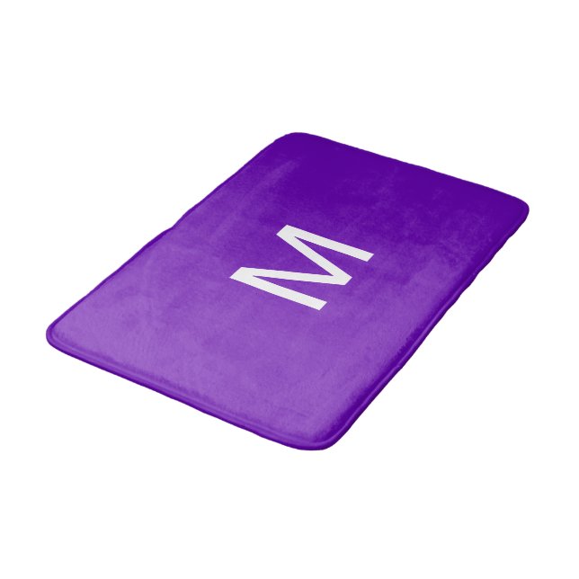 Monogram Bright Purple White  Bath Mat (Angled)