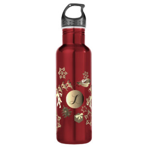 Monogram Bronze-like Santa's Reindeer & Snowflakes 710 Ml Water Bottle