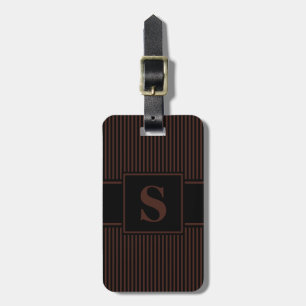 Monogram Brown Black Pinstripe Luggage Tag