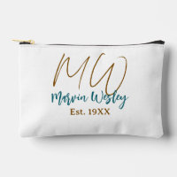 Monogram brown blue turquoise est.year simple mini