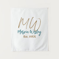 Monogram brown blue turquoise est.year simple mini