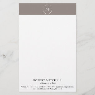 Monogram Brown Elegant Professional Stationery