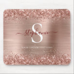 Monogram Brown Faux-Glitter Girly Glam Mouse Mat<br><div class="desc">This elegant mouse pad features Brown brushed metal background with sparkling Faux-Glitter borders. Add your name and initial for a personal touch. Perfect for being stylish and organised.</div>