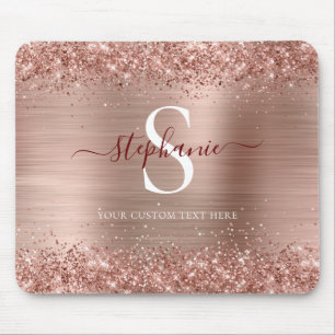 Monogram Brown Faux-Glitter Girly Glam Mouse Mat