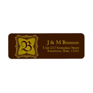 Monogram Brown + Gold Address Label