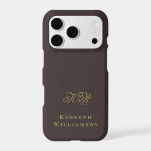 Monogram Brown Gold Initials Name Minimalist Men