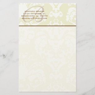 Monogram Brown Green & Creme Stationery