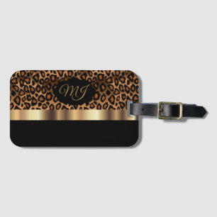 Monogram Brown Leopard Pattern Luggage Tag