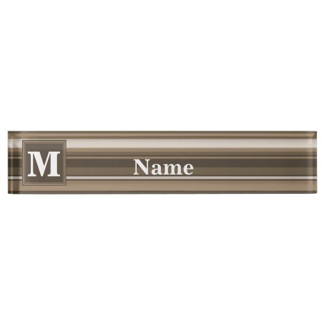 Monogram brown stripes nameplate (Front)