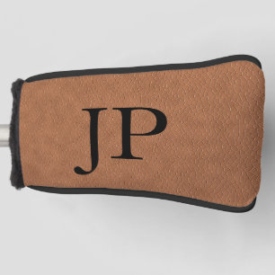 Monogram Brown Textured Leather Custom Monogrammed Golf Head Cover
