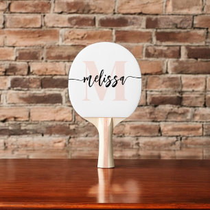 Monogram Brush Calligraphy Blush Pink Ping Pong Pa Paddle