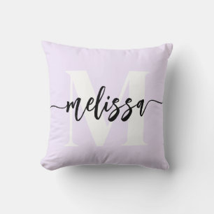 Monogram Brush Calligraphy Purple Cushion