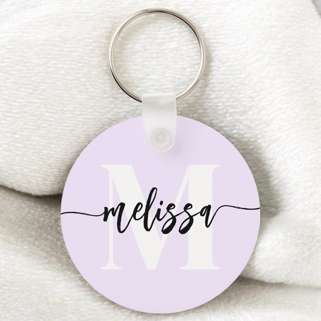 Monogram Brush Handwritten Purple Keychain (Creator Uploaded)